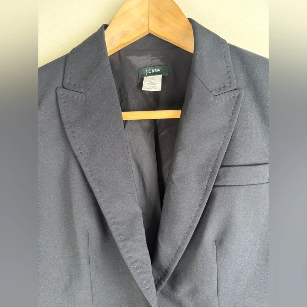 J. Crew Schoolboy Women's Size 2 Black Wool 2 Button Blazer Jacket #71959 Career